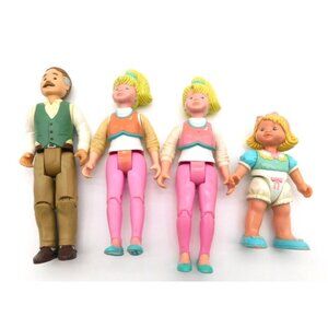 Lot of 4 Fisher Price Loving Family Plastic Dolls Grandpa Teenager Toddler 1994